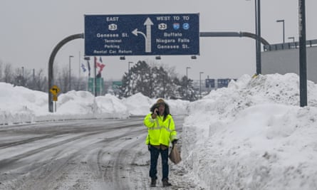Crews at Buffalo Niagara international airport scramble to clear runways in Buffalo.