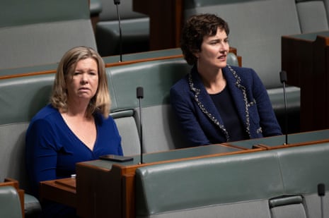 Bridget Archer and Western Australian teal MP for Curtin Kate Chaney during the voting.