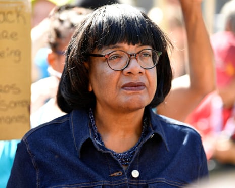 Diane Abbott pictured at a protest.