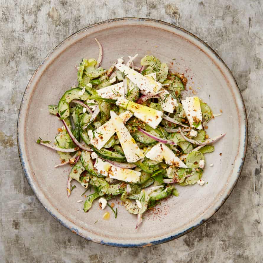 Yotam Ottolenghi's chopped salad with feta and yoghurt.