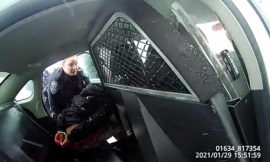 A still image from the bodycam video. The city did not specify how many officers were suspended. The suspensions will last at least until an internal police investigation is completed.