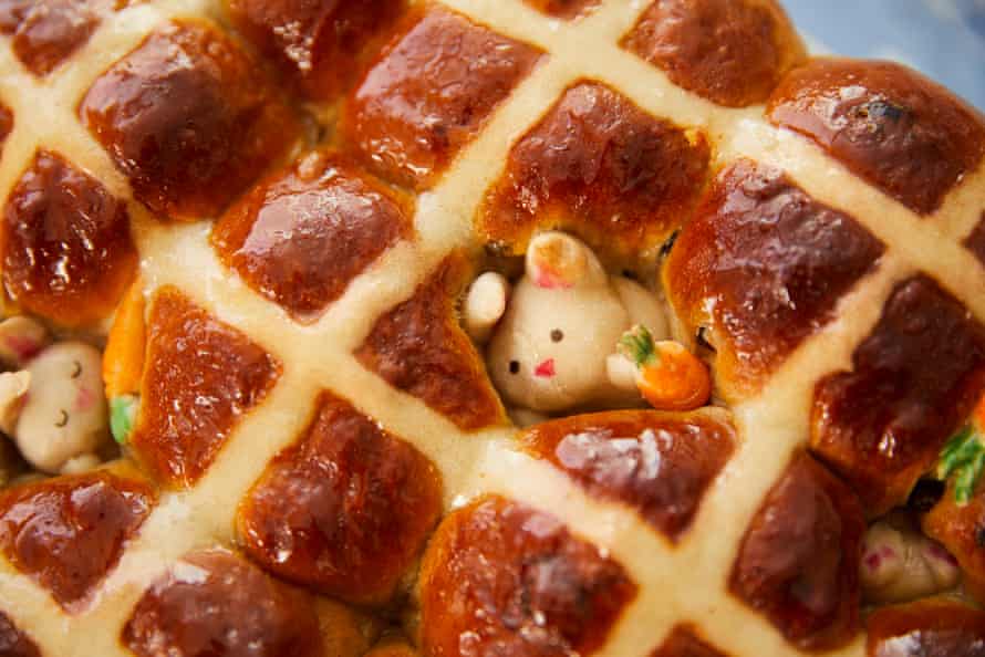 Kim-Joy’s hot cross buns with hiding bunnies.