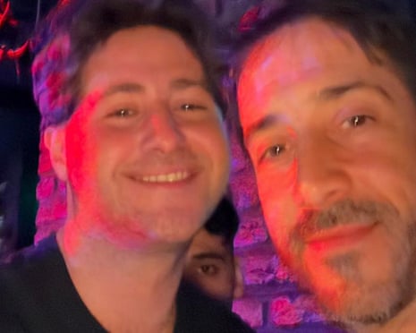 Daniel Bull with Nicolas Jover in the nightclub where Arsenal celebrated their title win on Tuesday.