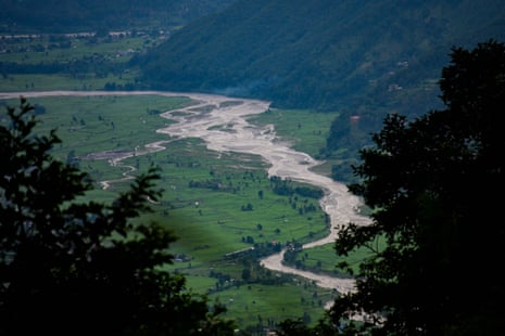 A view of flash floods and mudslides along the Trishuli River.