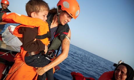 Sea-Eye rescues migrants off Libyan coast<br>epa07704798 A handout photo made available by German civil sea rescue organisation sea-eye shows a child being transferred from a boat carrying migrants to a rescue boat of sea-eye, in the Mediterranean Sea, 08 July 2019 (issued 09 July 2019). According to sea-eye, 44 people were rescued from a woodden boat floating in the Mediterranean between Malta and Lampedusa. The migrants were taken onboard the Alan Kurdi rescue vessel operated by sea-eye and are expected to be transferred to land by the Maltese Navy.  EPA/FABIAN HEINZ / SEA-EYE HANDOUT  HANDOUT EDITORIAL USE ONLY/NO SALES