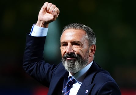 Derek McInnes clenches his fist aft Rangers’ 1-1 gully astatine Dundee United