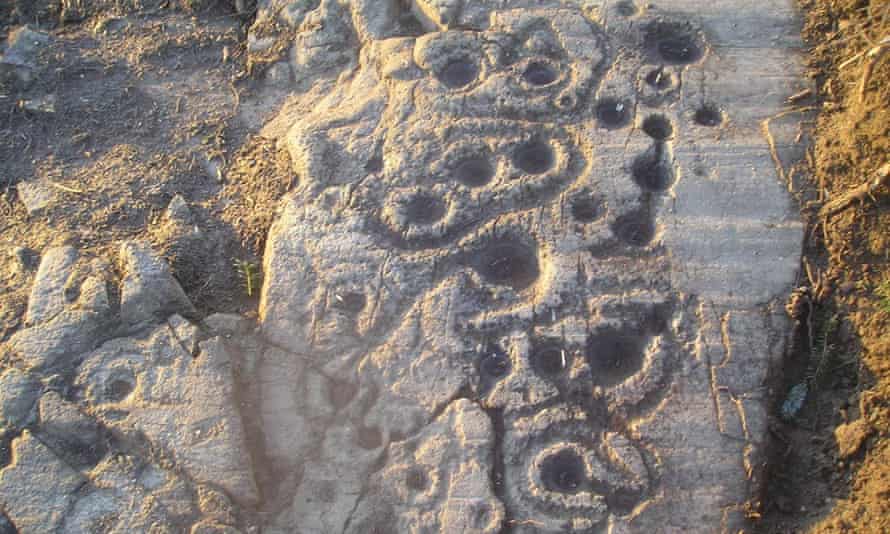 Ornate rock markings.