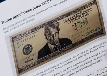 A close-up of the picture of the bill held up by Bessent.