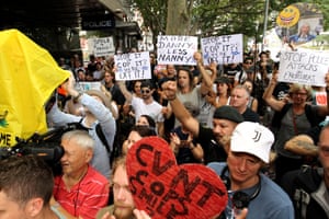 Protesters outside of Sydney city police area command