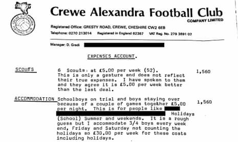 Barry Bennell’s expenses show he claimed £5 per boy to accommodate them at his house.