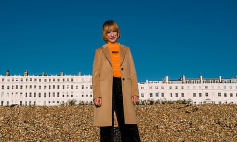 Jane Horrocks on Brighton beach.