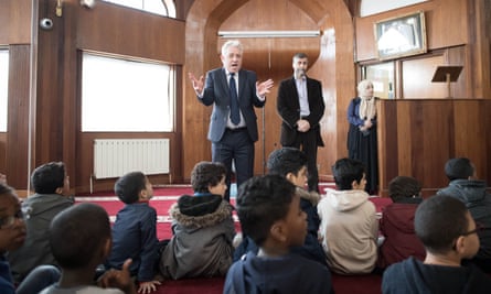 John Bercow meeting worshippers at Finsbury Park Mosque in north London in March 2019 after the Christchurch attack on two mosques in New Zealand killed 50 people.