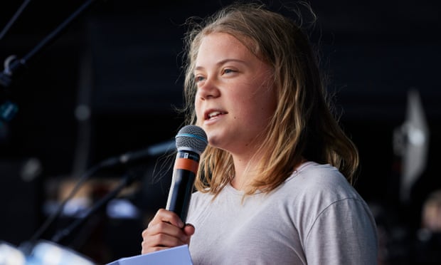 Greta Thunberg makes a speech on the Pyramid Stage during day four of Glastonbury festival.