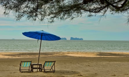 Empty beach on Koh Sukorn island in Thailand.