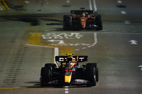 Sergio Perez leads from Leclerc.