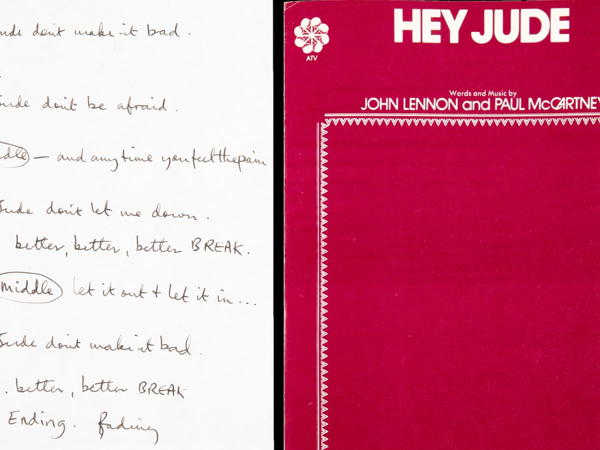 The Beatles Handwritten Hey Jude Lyrics Sell For 910 000 At Auction The Beatles The Guardian