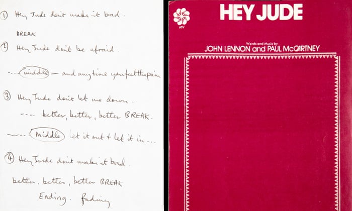The Beatles Handwritten Hey Jude Lyrics Sell For 910 000 At