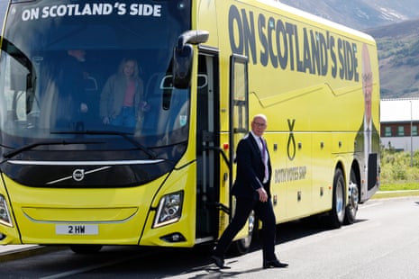 John Swinney getting off his campagn bus in Fort William today.