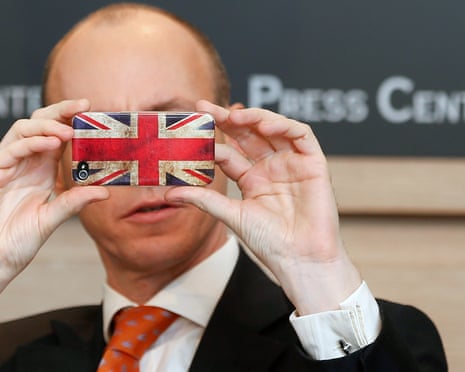 Daniel Hannan<br>British Daniel Hannan takes a picture with his smartphone during a press conference of the AECR, Alliance of European Conservatives and Reformists, to present their candidate for the presidency of the European Commission, Thursday 20 February 2014, in Brussels.
