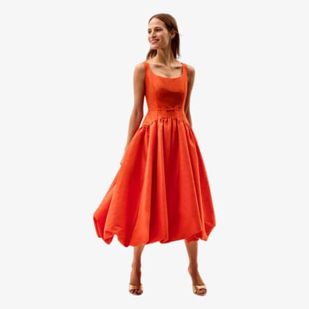 Monsoon Mila Fit and Flare Midi Dress in Orange
