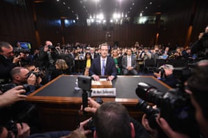 Mark Zuckerberg arrives to testify before a joint hearing of the US Senate commerce, science and transportation committee and Senate judiciary committee.