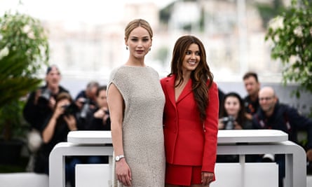 Jennifer Lawrence and producer Justine Ciarrocchi in Cannes for Bread & Roses.