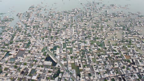 A view of submerged houses, following unprecedented rain and floods in Pakistan.