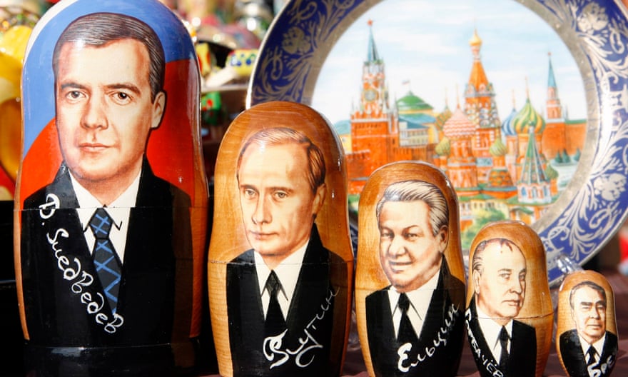 Russian matryoshka dolls featuring presidents