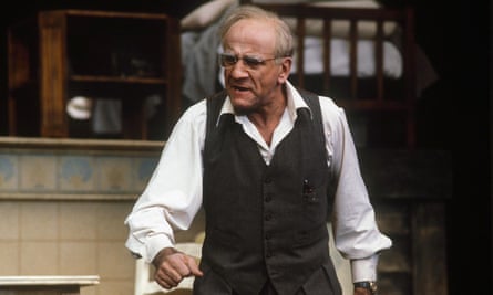 Warren Mitchell as Willy Loman in Death of a Salesman, by Arthur Miller, directed by Michael Rudman at the National Theatre, 1979.