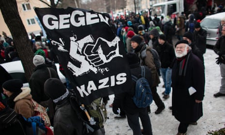 Anti-Nazi protesters in Dresden.