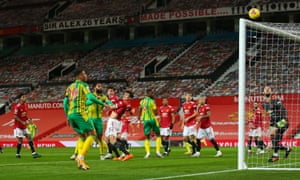 Kyle Bartley of West Bromwich Albion (second left) sees his header just go over the bar.