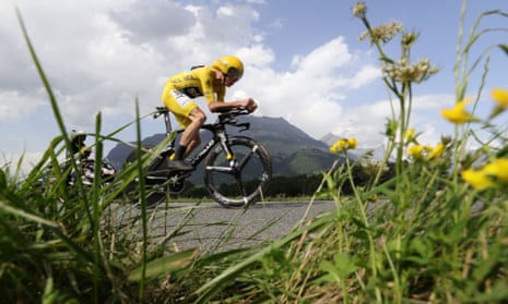 Chris Froome in action at the time trial on stage 18.