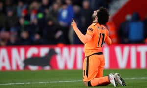 Mohamed Salah thanks Allah after scoring a goal