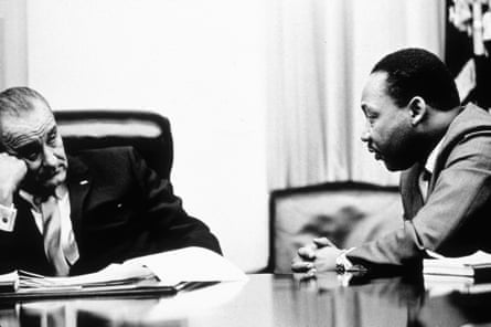 President Lyndon Johnson discusses the Voting Rights Act with Martin Luther King Jr.