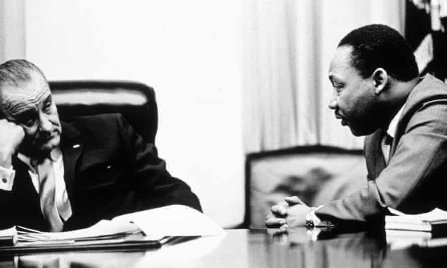 Lyndon B Johnson discusses the Voting Rights Act with Martin Luther King Jr.