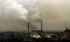 Smokestacks in Dniprodzershynsk, Ukraine.