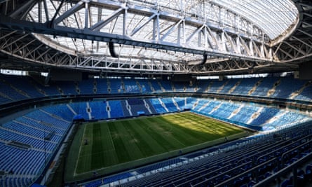 A view of the pitch in the St Petersburg Stadium.