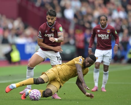 Marc Guéhi in action against West Ham’s Lucas Paquetá last weekend