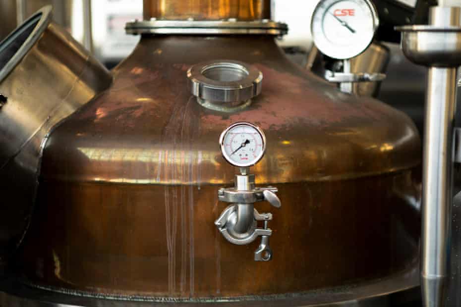 How a California distillery is turning fire-damaged grapes into ‘something awesome’ | California 1 A copper still pot at Hangar 1 distillery in Alameda, California.