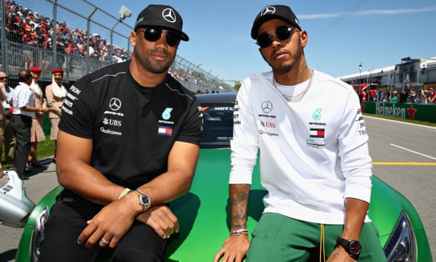 Lewis Hamilton and Russell Wilson in 2018