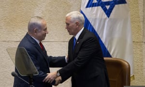 Benjamin Netanyahu with Mike Pence in the Knesset on Monday. 3570.jpg?w=300&q=55&auto=format&usm=12&f
