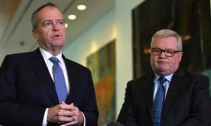 The shadow minister for government services, Bill Shorten, and Gordon Legal senior partner Peter Gordon.