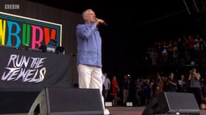 Jeremy Corbyn addresses the crowd ahead of Run Jewels’ performance on the Pyramid stage