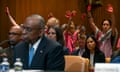 Pro-Palestinian protesters briefly interrupted US defence secretary Lloyd Austin during a senate hearing