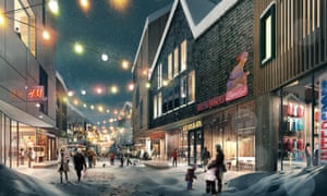 An artist’s impression of a shopping street in the new city.
