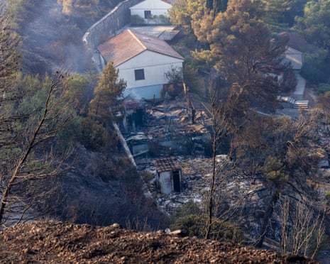 Burnt houses after a wildfire near the town Omiš, some 30 kilometres south of Split, Croatia.