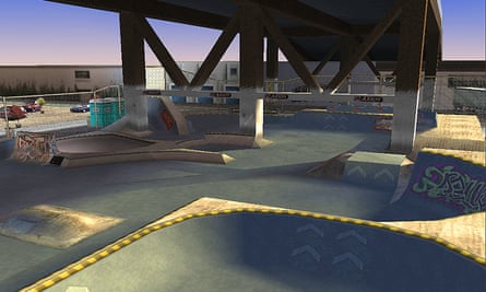 A render of the Burnside level in Tony Hawk’s Pro Skater.