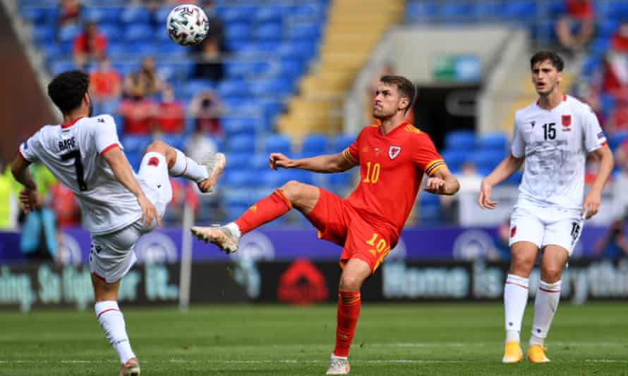 Aaron Ramsey in action for Wales against Albania last Saturday.