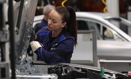 A worker on BMW’s production line in Munich