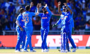India’s Jasprit Bumrah (second left) celebrates taking the wicket of West Indies’ Carlos Brathwaite, caught by MS Dhoni.